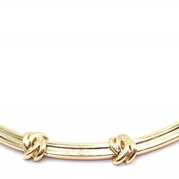 Authentic! Vintage Tiffany & Co 18k Yellow Gold Knot Link Necklace - Picture 3 of 10